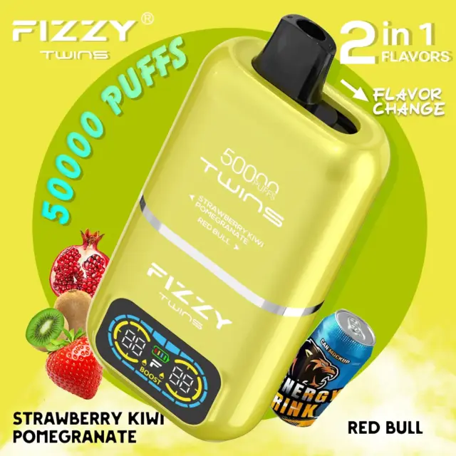 Fizzy Twins 2‑Flavors ストロベリーキウイザクロ＆レッドブル【ニコパフ】5%